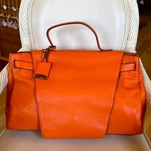 JIL SANDER X-LARGE Soft Pebbled Leather Satchel Tote. NEW! RT $ 1649!